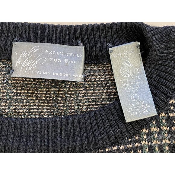 Lord & Taylor Sweater Mens Large Made in Italy Merino Wool Crewneck Sweater - Picture 3 of 9